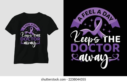 a feel a day keeps the doctor away - World Cancer Day Design with Ribbon, Sign, Love, Fist, and Butterfly 