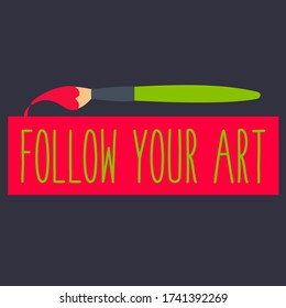 feel free to change & paint. red heart color paint brush vector colorful idea on graphic background. follow your art concept cover page & creative. artistic Tshirt print flat design. do what you love