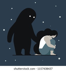 FEEL LONELY WITH SHADOW MONSTER ON THE BACK