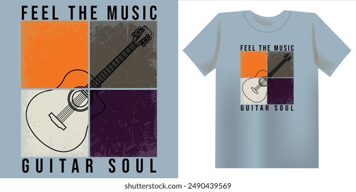 Feel the music t-shirt design illustration,Vector illustration design for fashion graphics, t shirt prints,grunge,guitar,street wear etc.