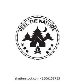 feel the nature camping typography graphic print , Abstract fashion drawing and creative design for t-shirts, mugs, graphic tee, sweatshirt, cases, etc. Illustration in modern style for clothes