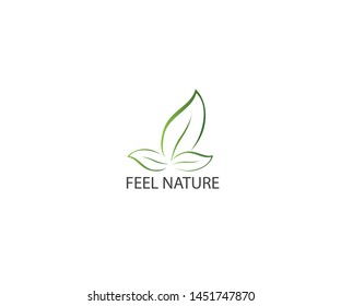 Feel Nature Logo With Gradient Green Color Leaf Icon