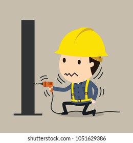 sentirse impactado, ilustración vectorial, seguridad y accidente, caricatura de seguridad industrial, shock eléctrico