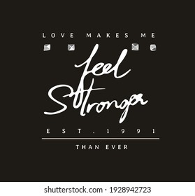 feel stronger calligraphy slogan with silver rivets on black background