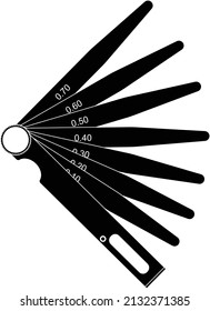 Feeler gauges isolated vector on white background. The measuring tool is used for measuring gap widths between two objects that are close together.