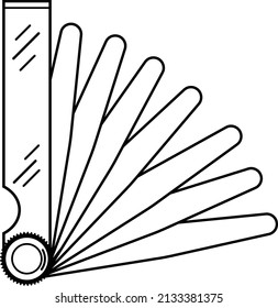 Feeler gauges isolated vector on white background. The measuring tool is used for measuring gap widths between two objects that are close together.