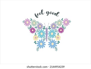 feelgood butterfly hand drawn design vector