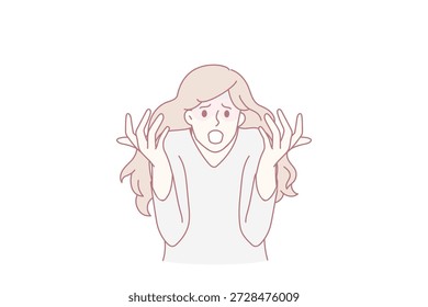 Sentir raiva e conceito agressivo. Jovem mulher furiosa gritando com som alto da boca sentindo estressado e vetor de raiva ilustração