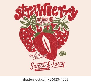 Feeling berry mood. Fresh strawberry fruit with print bow. You are so berry sweet. Sweet and juicy strawberry t shirt artwork.