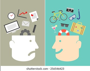 Feeling between work and holiday vector illustration