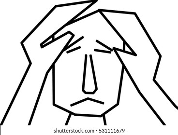 feeling blue and depression showing a unhappy man holding his head by hands