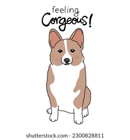 Feeling Corgeous, Corgi dag cartoon vector illustration	