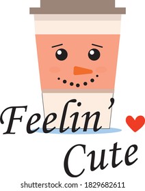 
Sensación de linda ilustración vectorial. Carácter sonriente de la taza de café de Snowman sobre fondo blanco.