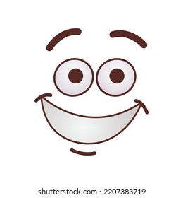 Feeling expression and communication concept. Trendy funny face flat picture. Cartoon comic cute caricature characters with eyes and mouth isolated on white background vector