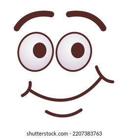 Feeling expression and communication concept. Trendy funny face flat picture. Cartoon comic cute caricature characters with eyes and mouth isolated