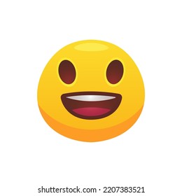 Feeling expression. Face emoji flat icon for web design. Cartoon yellow emotion circle icon smiling, laughing