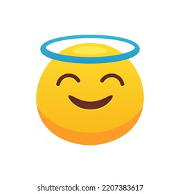 Feeling expression. Face emoji flat icon for web design. Cartoon yellow emotion circle icon smiling, laughing and crying isolated