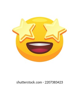 Sintiendo expresión. Enfrentar un icono plano de emoji espectacular para el diseño web. Icono de círculo de emoción amarilla caricatura sonriendo, riendo y llorando ilustraciones vectoriales aisladas