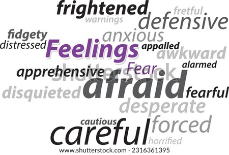 Feeling Fear vector lettering words synonyms graphic concept vector illustration