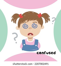 feeling flashcard set for toddlers. Set of children express the feelings. English adjective words. Vector illustration.