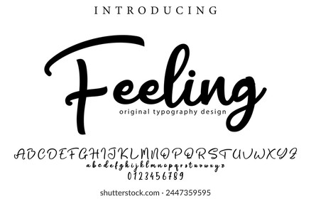 Feeling Font Pincel elegante pintado en mayúsculas letras de Vector, alfabeto, tipo de letra