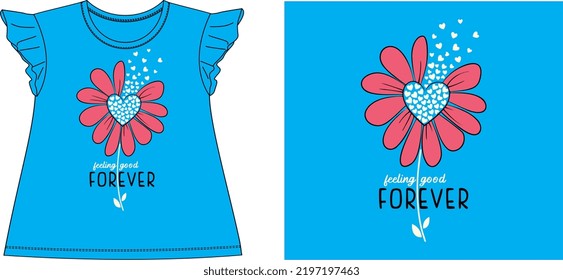 feeling goog floewer and heart in the cente  t shirt graphic design vector illustration \
