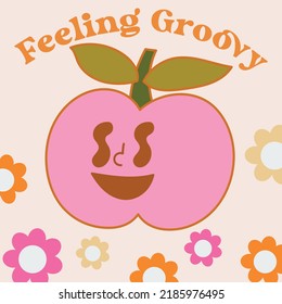 feeling groovy apple slogan with vector illustration for fashion print