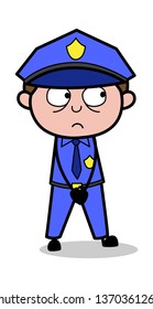 Feeling Guilty - Retro Cop Policeman Vector Illustration