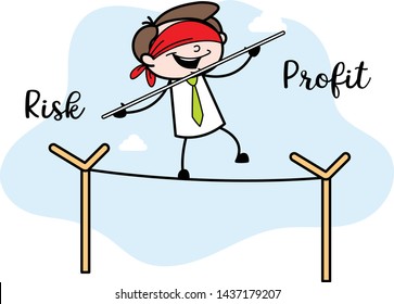 Feeling Happy When Getting Profit - Office Businessman Employee Cartoon Vector Illustration