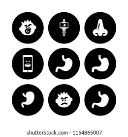 feeling icon. 9 feeling set with stomach, miserly, angry and breath vector icons for web and mobile app
