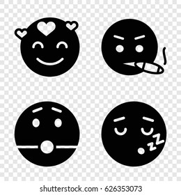 Feeling icons set. set of 4 feeling filled icons such as emot in love