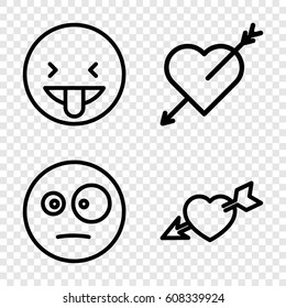 Feeling icons set. set of 4 feeling outline icons such as heart with arrow, surprised emot