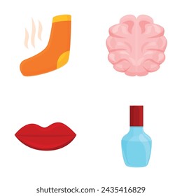 Feeling icons set cartoon vector. Human perception element. Taste, smell