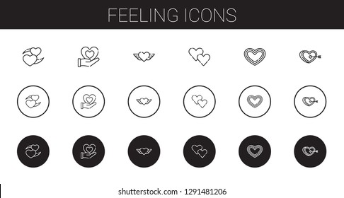 feeling icons set. Collection of feeling with heart. Editable and scalable feeling icons.