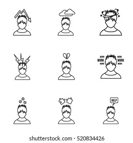 Feeling icons set. Outline illustration of 9 feeling vector icons for web