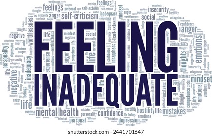 Feeling Inadequate word cloud conceptual design isolated on white background.