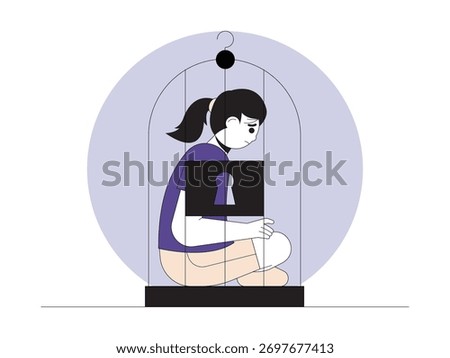 Feeling life is restricted due to unsuitable environment, hopeless cartoon vector illustration.