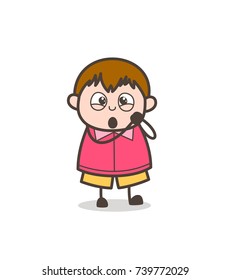 Feeling Lovely Face Expression - Cute Cartoon Fat Kid Illustration