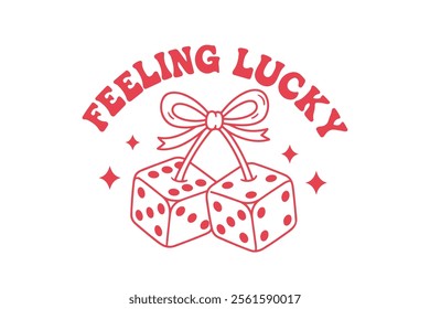 Feeling Lucky, Cherry Valentine Quote T Shirt design