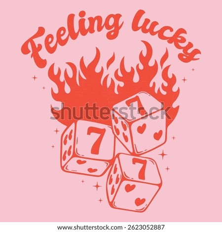 Feeling Lucky Dice Design with Pink and Red Hearts – Cute Valentine's Day. pink lucky Lucky number 7 dice aesthetic posters funny preppy playing card.