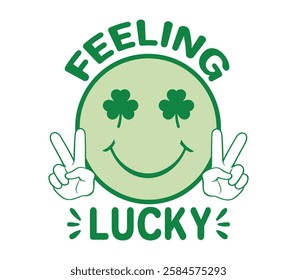  Feeling Lucky - Happy St. Patrick typography T-shirt vector, Saint Patrick's Day gnome Illustration Design, lucky shamrock Clipart