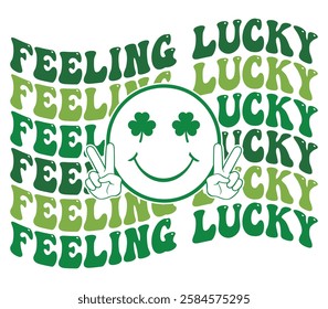 Feeling Lucky - Happy St. Patrick typography T-shirt vector, Saint Patrick's Day gnome Illustration Design, lucky shamrock Clipart