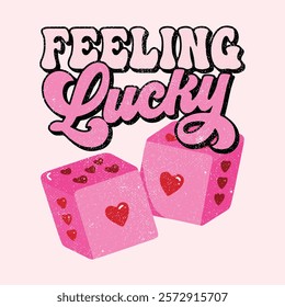 Feeling Lucky Sweatshirt, Valentine's Day Sweatshirt, Retro Valentine's Day Shirt, Couple Sweatshirt, Valentines Day Cherry Dice Sweatshirt. Illustrations Merchandise for T-shirt, Clipart and Romantic