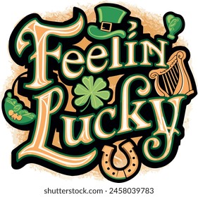 feeling lucky typography t-shirt design 