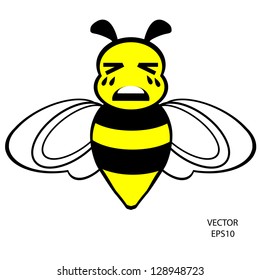 feeling on small  face  of  baby bee , bee icon,bee drawing,bee outline,vector