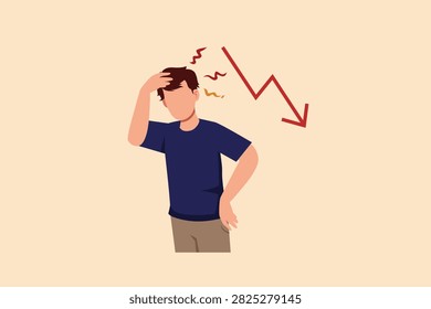 Feeling physically and mentally drained due to prolonged screen time.Digital stress concept. Colored flat graphic vector ilustration isolated