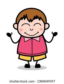 Feeling Positive - Teenager Cartoon Fat Boy Vector Illustration