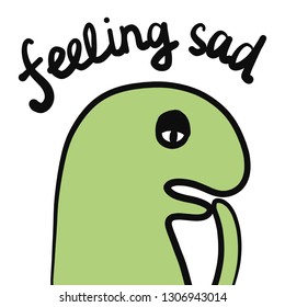 Feeling sad hand drawn illustration with emotional dinosaur