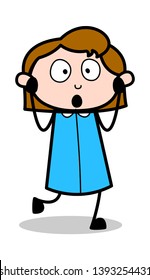 Feeling Shame - Retro Office Girl Employee Cartoon Vector Illustration﻿