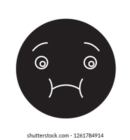 Feeling sick emoji black vector concept icon. Feeling sick emoji flat illustration, sign